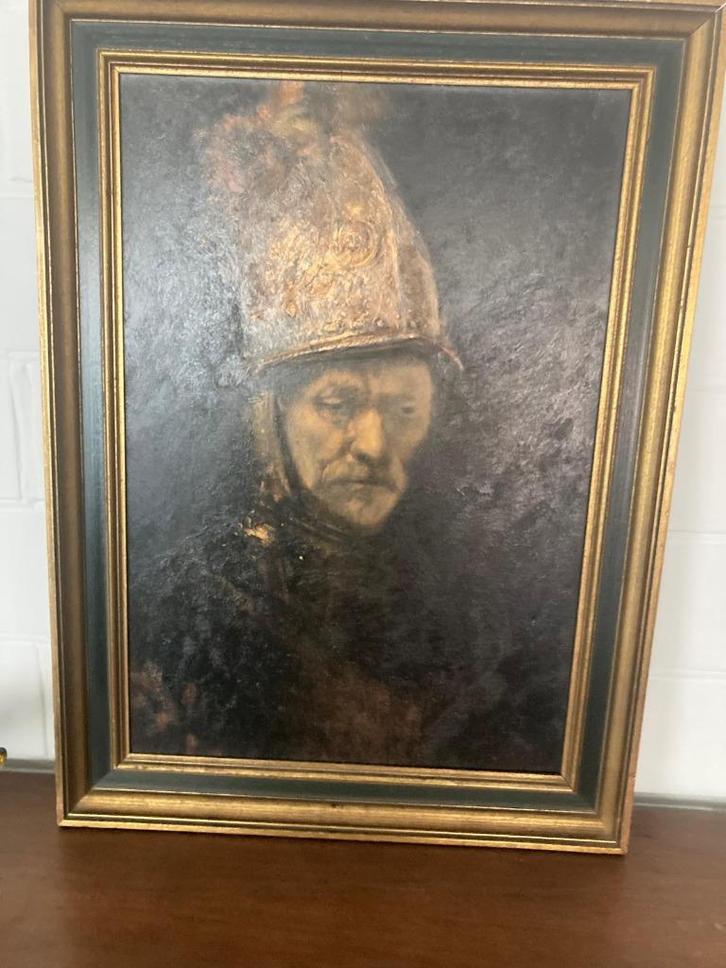 Oud schilderij olieverf Man met de gouden helm zgst 75x54x5, Antiek en Kunst, Kunst | Schilderijen | Klassiek, Ophalen