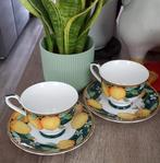 Theekopjes met schotel - Citroen design - Nieuw!, Huis en Inrichting, Keuken | Servies, Ophalen, Nieuw, Porselein, Kop(pen) en/of Schotel(s)
