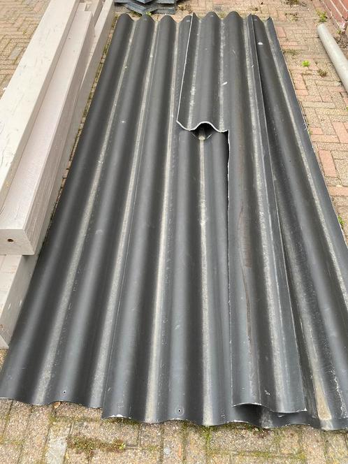 Golfplaten vezelcement, Doe-het-zelf en Verbouw, Dakpannen en Dakbedekking, Gebruikt, Golfplaat, Zwart, 5 tot 10 m², Ophalen