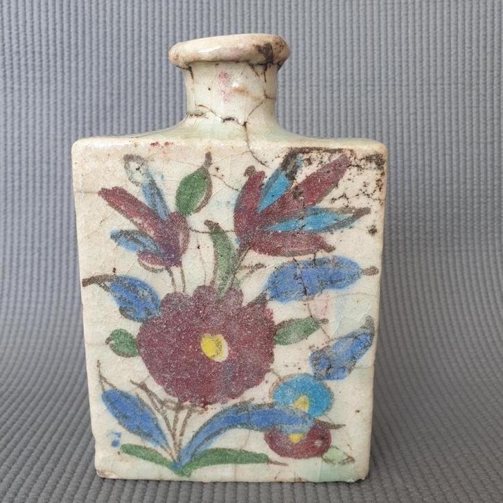 Antieke ca. 19e-eeuwse Parzaanse fles - vaas, Iznik Qajar, Antiek en Kunst, Antiek | Keramiek en Aardewerk, Ophalen of Verzenden