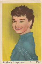 Beroemdheden #303 : prentje Audrey Hepburn (90x60mm), Foto of Kaart, Gebruikt, Verzenden