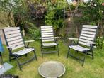 3 Verstelbare inklapbare teak tuinstoelen, Tuin en Terras, Tuinstoelen, Ophalen, Gebruikt, Aluminium