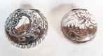 Paar pillendoosjes Art Nouveau zilver., Ophalen of Verzenden, Zilver