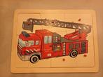 Houten puzzel brandweer, Ophalen of Verzenden, Zo goed als nieuw, Van hout, Minder dan 10 stukjes