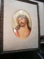 Portretje Jezus met Doornenkroon in Kartelllijstje, Gebruikt, Ophalen of Verzenden, Oorspronkelijke maker