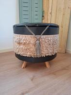 Vintage poef, Gebruikt, Rond, Minder dan 50 cm, Ophalen of Verzenden
