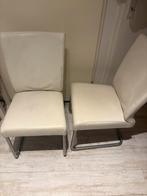 2 Luxe HVS Lederen Eetkamerstoelen, Huis en Inrichting, Stoelen, Ophalen, Gebruikt, Twee, Wit