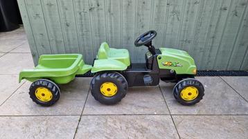 Rolly Toys tractor met aanhanger groen trekker 