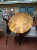 Nieuwe Ovale mango houten tafel 160 x 90 cm met metalen poot, 50 tot 100 cm, Nieuw, 150 tot 200 cm, Metaal