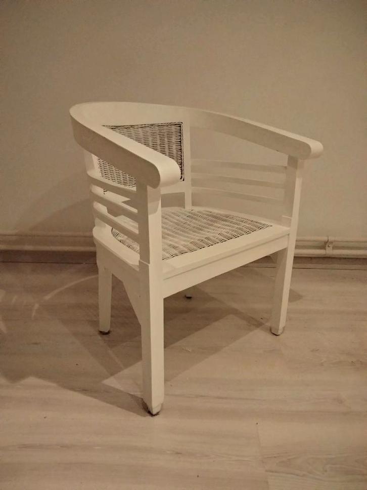 Lloyd Loom Stoel - Wit, Huis en Inrichting, Stoelen, Gebruikt, Eén, Hout, Riet of Rotan, Wit, Ophalen