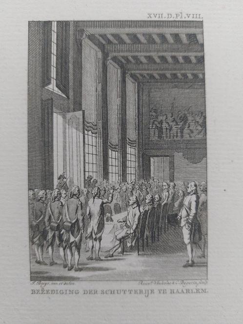 04 / Beeidiging van Schutterije Grote Markt Haarlem, Antiek en Kunst, Kunst | Etsen en Gravures, Ophalen of Verzenden