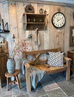 Stoere robuuste teak houten bank, Huis en Inrichting, Woonaccessoires | Overige, Ophalen