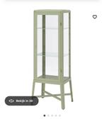 IKEA Vitrinekast, bleek grijsgroen, 57x150 cm, Ophalen, Nieuw, Glas, 25 tot 50 cm