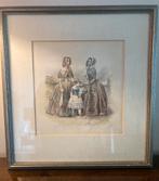 Antieke ets twee vrouwen met kind, Antiek en Kunst, Kunst | Tekeningen en Foto's, Ophalen of Verzenden
