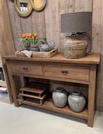 Teakhouten sidetable 120 met lades Nieuw, Ophalen, 100 tot 150 cm, -, -
