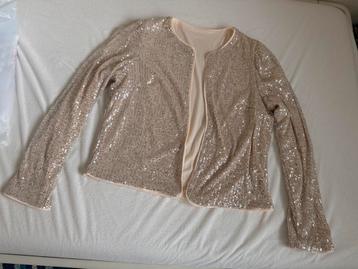 Feestelijk vestje met glitter stretch maat M/L goudkleu beschikbaar voor biedingen