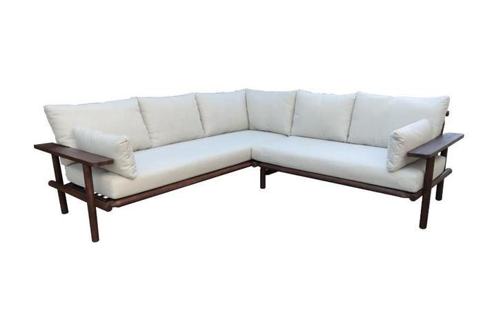 Hoek Loungebank Laruna | Acacia en Sand | Eurofar, Tuin en Terras, Tuinbanken, Nieuw, Hout, Verzenden