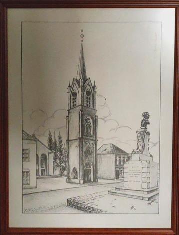 Sint-Dionysiuskerk Putte - Ets/Pentekening beschikbaar voor biedingen