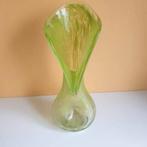 Glazen design vaas met deuk & groen vlek patroon 2712, -, -, Ophalen of Verzenden, -
