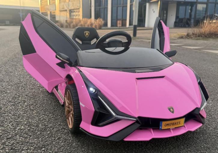 Lamborghini SIAN roze 12V – RC – Leder – Rubberband NIEUW, Kinderen en Baby's, Speelgoed | Buiten | Voertuigen en Loopfietsen