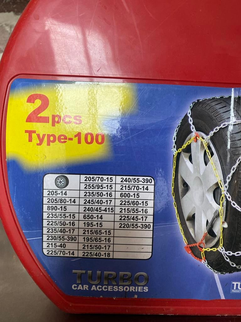 Turbo Type-100 Sneeuwkettingen - Nieuwstaat!, Auto diversen, Sneeuwkettingen, Ophalen, Zo goed als nieuw