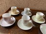 Kopjes en schoteltjes pastelkleuren 5 setjes+2 schoteltjes, Ophalen of Verzenden, Gebruikt, Porselein, Kop en/of schotel
