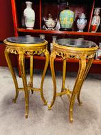 Twee hoge tafels met marmeren blad pied de stal, Antiek en Kunst, Ophalen