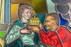 lichtbak Glas in lood Frans Van Immerseel Koningskroon trouw, Ophalen of Verzenden