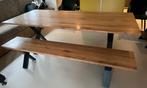Industriële eetkamertafel met bankje - Bodilson - 220 x 100, Huis en Inrichting, Tafels | Eettafels, Ophalen, Gebruikt, Eikenhout