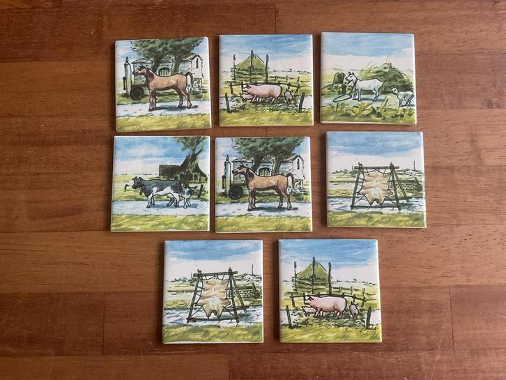 Vintage Kaufmann onderzetters Boerderijtaferelen (8 stuks), Huis en Inrichting, Woonaccessoires | Onderzetters, Ophalen of Verzenden