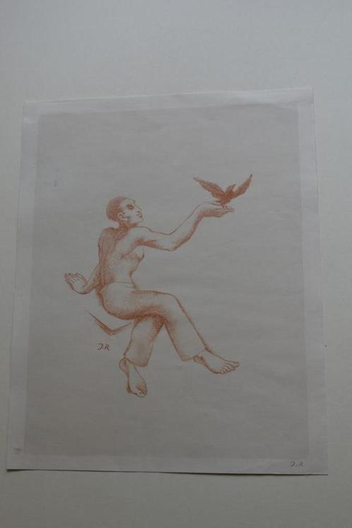 JOHN RÄDECKER MAN MET VOGEL LITHO 1947 Schildersprent SP23, Antiek en Kunst, Kunst | Litho's en Zeefdrukken, Verzenden