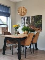 Eettafel eiken fineer zwart onderstel, Huis en Inrichting, Tafels | Eettafels, Ophalen, Gebruikt, 50 tot 100 cm, 150 tot 200 cm