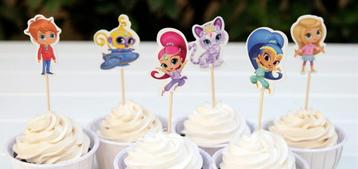Diverse SHIMMER & SHINE taartdecoraties + prikkers beschikbaar voor biedingen