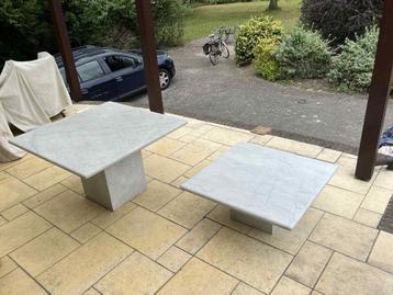 2 wit - marmeren eettafel en salontafel  beschikbaar voor biedingen