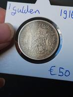 1 gulden 1916 nederland wilhelmina, 1 gulden, Verzenden, Zilver, Koningin Wilhelmina