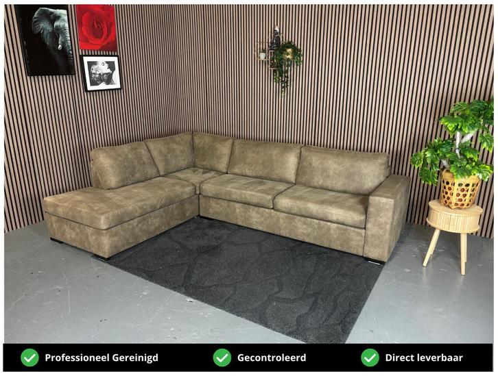 GRATIS LEVERING Haco Fox Hoekbank Taupe 295x215 REFURBISHED, Huis en Inrichting, Banken | Bankstellen, Zo goed als nieuw, Hoekbank