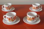 Set van 4 retro vintage Arcopal kop en schotels - Zonnebloem, Huis en Inrichting, Keuken | Servies, Ophalen of Verzenden, Overige stijlen