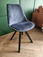 Blauwe velvet, houten stoelen te koop, Huis en Inrichting, Stoelen, Blauw, Zo goed als nieuw, Vijf, Zes of meer stoelen, Ophalen