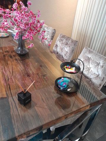 6 Velvet Stoelen Truffelkleur - Z.G.A.N. beschikbaar voor biedingen