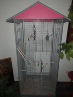 Roze staande vogelkooi op wieltjes, Dieren en Toebehoren, Overige Dieren-accessoires, Ophalen, Gebruikt