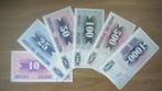 Bosnië en Herzegovina 1993, 6 Biljetten met opdruk (UNC), Verzenden, Overige landen, Setje