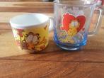 Garfield theeglas en plastic kopje, Garfield, Ophalen of Verzenden, Zo goed als nieuw, Gebruiksvoorwerp