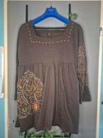 Bruine tuniek met borduursel - Maat XL, Bruin, Maat 46/48 (XL) of groter, Ophalen of Verzenden, Zo goed als nieuw