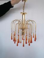 Teardrop murano hanglamp met amberkleurige druppels, Antiek en Kunst, Ophalen of Verzenden