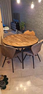 Ronde eettafel met 4 stoelen, Ophalen of Verzenden, Gebruikt, Modern, 4 tot 6 stoelen