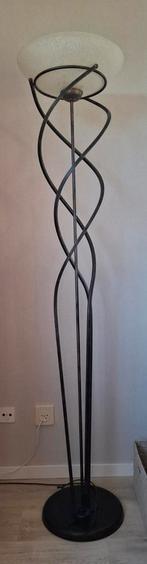 Mooie Vloerlamp - Metalen Poot met Glazen Schaal, Ophalen, Gebruikt, Glas, 150 tot 200 cm