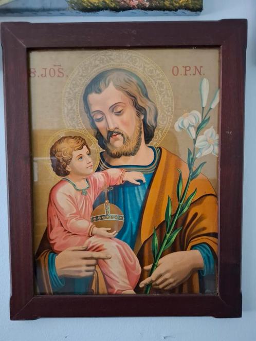 Jezus in mooie houten lijst 38x48 cm, Verzamelen, Religie, Zo goed als nieuw, Overige typen, Ophalen