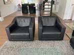 Rolf Benz 350 leren loungestoel / fauteuil zwart set van 2, Ophalen, Gebruikt, 75 tot 100 cm, Metaal