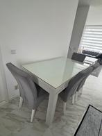 Eettafel en 4x eetstoelen, Ophalen of Verzenden, Gebruikt, Wit, Basic, Altijd passend!, 4 tot 6 stoelen