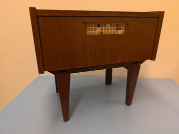 Midcentury modern Scandinavisch teak mozaïek nachtkastje 60s beschikbaar voor biedingen
